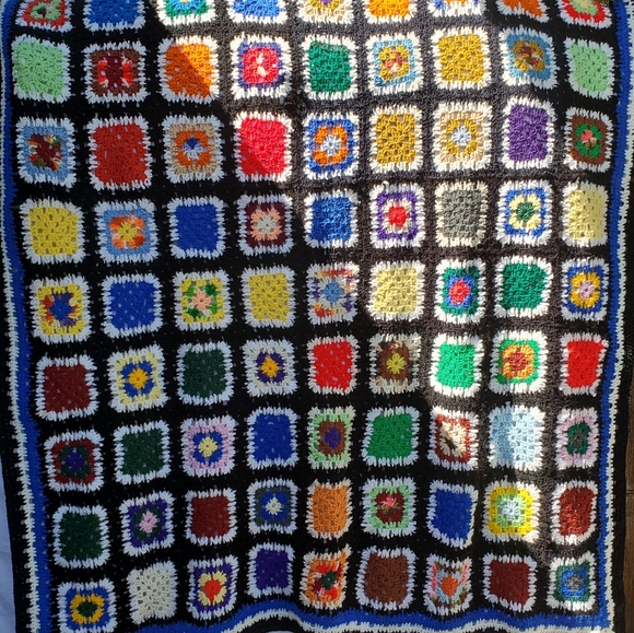 Vintage Handmade 70's large Granny Square Afghan